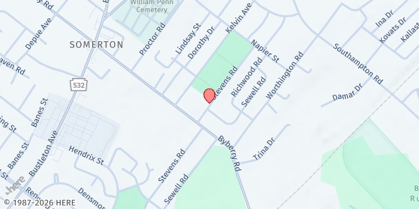 Map showing Boyle Playground at 13024 Stevens Rd., Philadelphia, PA