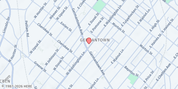 Map showing Brand New Life Christian Center at 6301 Germantown Ave, Philadelphia, PA