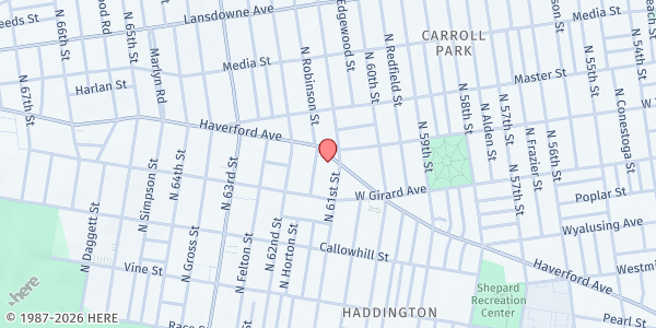 Map showing Calvary Agape Outreach Service - Food Pantry at 6114 Haverford Ave., Philadelphia, PA