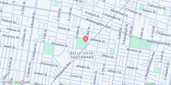 Map showing Capitolo Playground at 900 Federal St., Philadelphia, PA