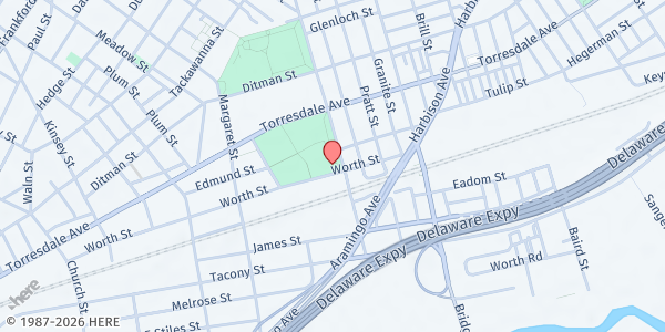 Map showing Carmella Playground at 2150 Wakeling St, Philadelphia, PA