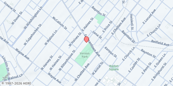 Map showing Center in the Park at 5818 Germantown Ave., Philadelphia, PA