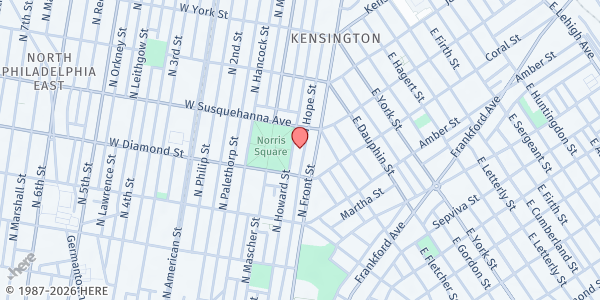 Map showing CHCS Norris Square Center at 2121 N. Howard St, Philadelphia, PA