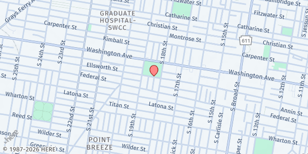 Map showing CHEW PLAYGROUND at 1833 ELLSWORTH ST, Philadelphia, PA