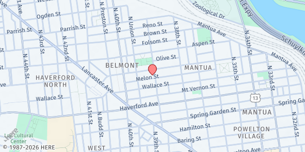 Map showing Church of New Hope and Faith at 661 N. 39th St., Philadelphia, PA