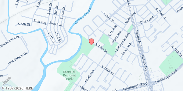 Map showing Cibotti Recreation Center at 7700 Elmwood Avenue, Philadelphia, PA