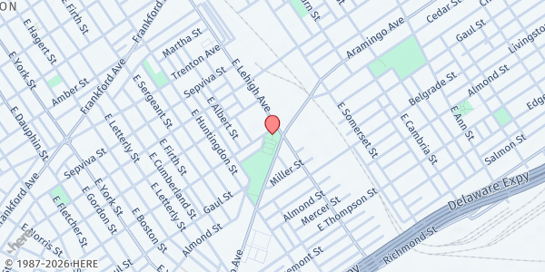 Map showing Cione Playground at 2600 Aramingo Ave., Philadelphia, PA