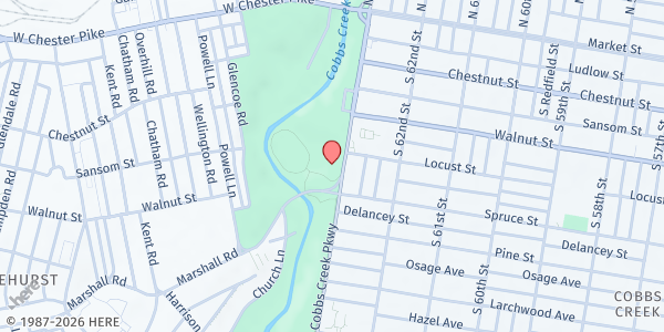 Map showing Cobbs Creek Recreation Center at 280 Cobbs Creek Pkwy, Philadelphia, PA