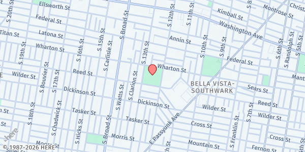 Map showing Columbus Square Recreation Center at 1200 Wharton St., Philadelphia, PA