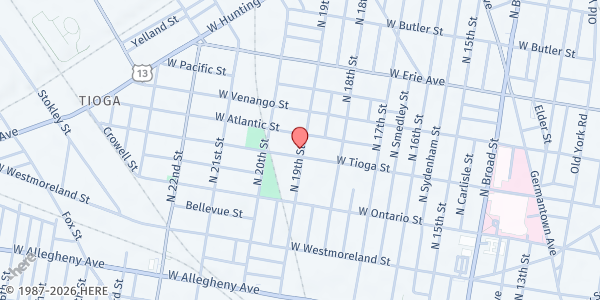 Map showing Comm/City Athletics Community Partners - 1901 W Tioga St at 1901 W Tioga St., Philadelphia, PA