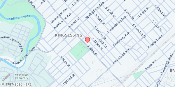 Map showing Cornerstone Christian Academy at 1939 S. 58th St., Philadelphia, PA