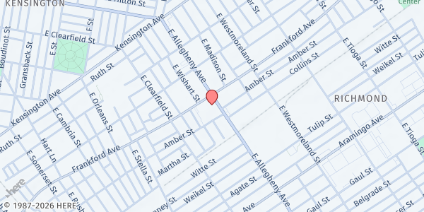 Map showing Cornerstone Community Church - Food Cupboard at 2058 E Allegheny Ave, Philadelphia, PA