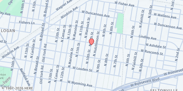 Map showing Dean's Early Ed. Academy at 4953 N. 10th St., Philadelphia, PA
