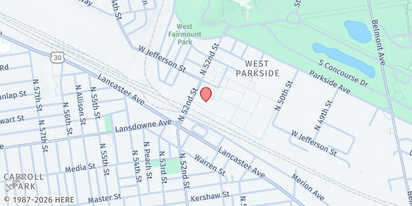 Map showing Dedicated Senior Medical Center -WPHL at 1575 N 52nd Street, S-3, Philadelphia, PA