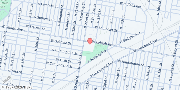 Map showing Dobbins Technical High School at 2150 W Lehigh Ave., Philadelphia, PA