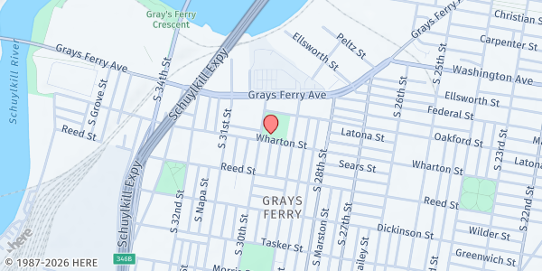 Map showing Donald Finnegan Playground at 1231 S 30th St., Philadelphia, PA