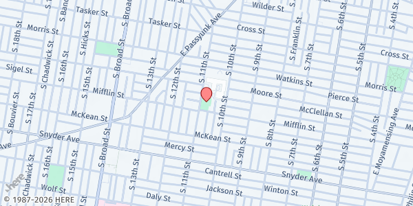 Map showing East Passyunk Recreation Center at 1025 Mifflin St, Philadelphia, PA