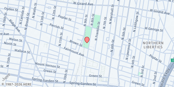 Map showing East Poplar Playground at 800-82 N. 8th St., Philadelphia, PA
