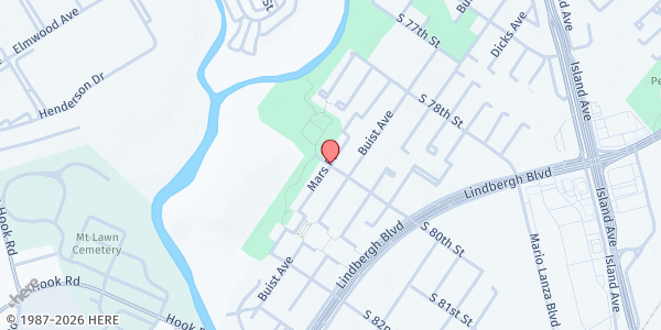 Map showing Eastwick Regional Park Recreation Center at 80th Mars Place, Philadelphia, PA