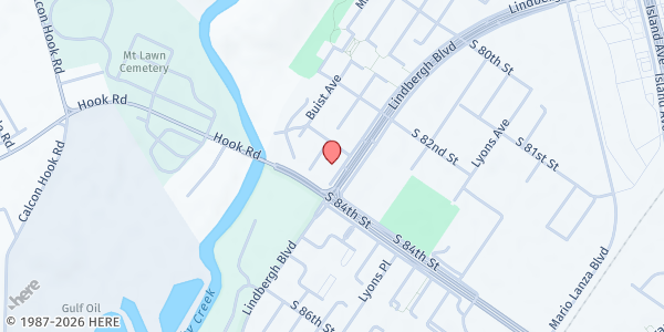 Map showing Eastwick United Methodist Church at 8325 Lindbergh Blvd, Philadelphia, PA