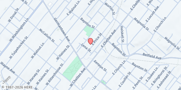 Map showing Face to Face Dining Room at 123 E. Price St, Philadelphia, PA