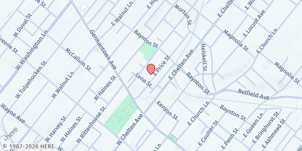 Map showing Face to Face - Philadelphia at 123 E. Price St, Philadelphia, PA