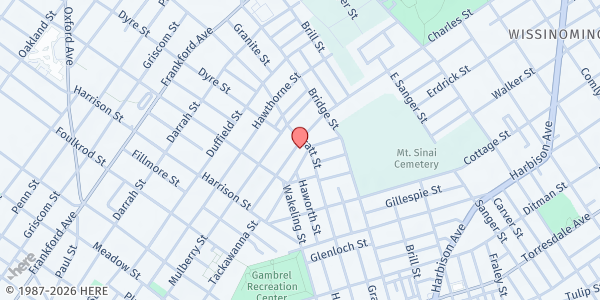 Map showing Faith Assembly of God at 5049 Charles St., Philadelphia, PA