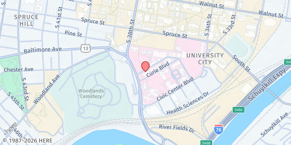 Map showing Family Preservation at The Consortium at 451 S University Ave, Philadelphia, PA
