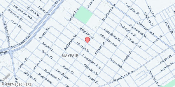 Map showing Feast of Justice - Tyson at 3101 Tyson Ave., Philadelphia, PA