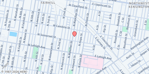 Map showing Feed Philly Now at 2819 N Mascher St, Philadelphia, PA