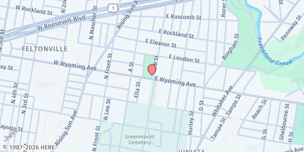 Map showing Feltonville Recreation Center at 231 E Wyoming Ave., Philadelphia, PA