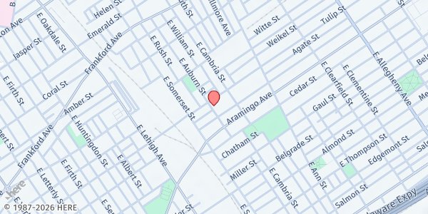 Map showing Firm Hope Baptist Church at 2311 E Auburn St, Philadelphia, PA