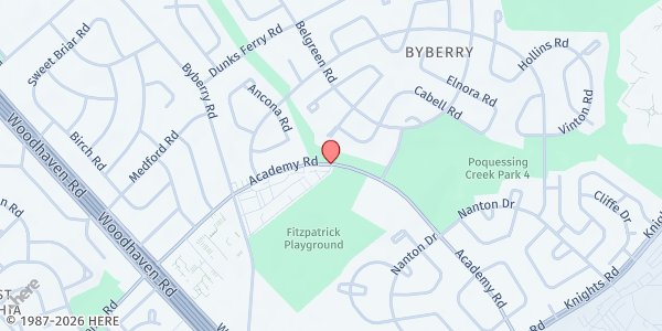 Map showing Fitzpatrick Playground at 12501 Academy Rd., Philadelphia, PA
