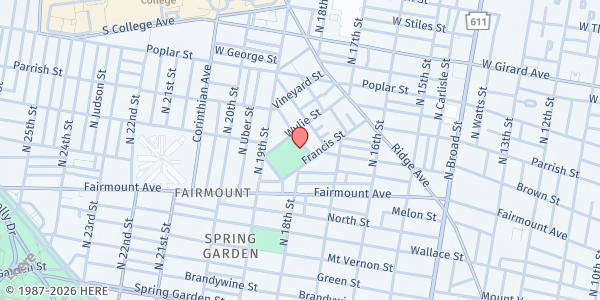 Map showing Francisville Playground at 1737 Francis St., Philadelphia, PA