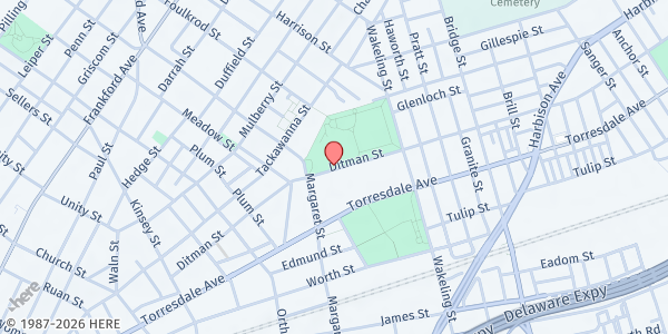 Map showing Gambrel Recreation Center (WhiteHall) at 4800 Ditman St, Philadelphia, PA