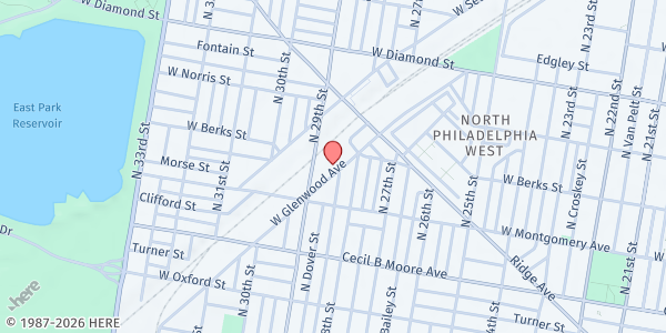 Map showing Gideon School at 2817 W Glenwood Ave., Philadelphia, PA