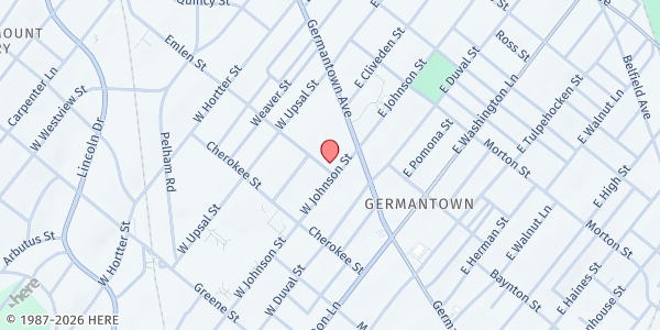 Map showing Grace Community Christian Center at 29 W. Johnson St., Philadelphia, PA