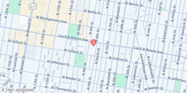 Map showing Gray Manor Apartments at 1600 North 8th Street, Philadelphia, PA