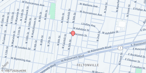 Map showing Greater Philadelphia Asian Social Services (GPASS) Food Pantry at 4943 North 5th Street, Philadelphia, PA