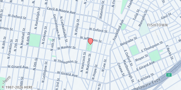 Map showing Hancock Playground at 1401 N. Hancock st., Philadelphia, PA