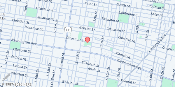 Map showing Hawthorne Playground at 1200 Carpenter St., Philadelphia, PA