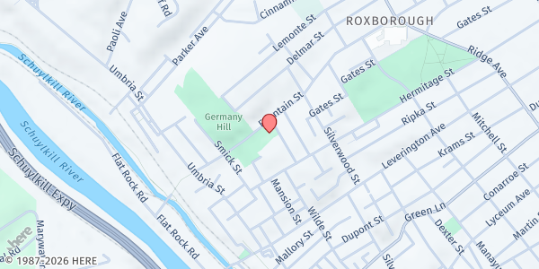 Map showing Hillside Recreation Center at 201 Fountain St., Philadelphia, PA