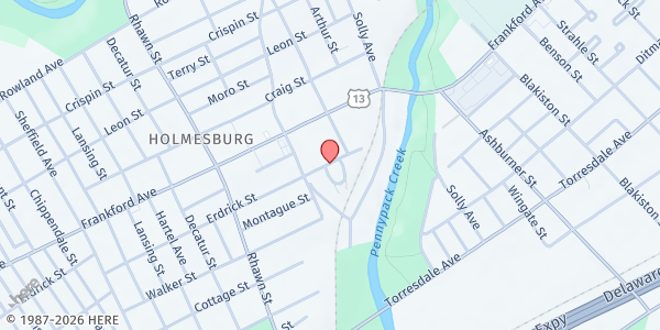 Map showing Holmecrest Residents Council at 8133 Erdrick Drive, Philadelphia, PA