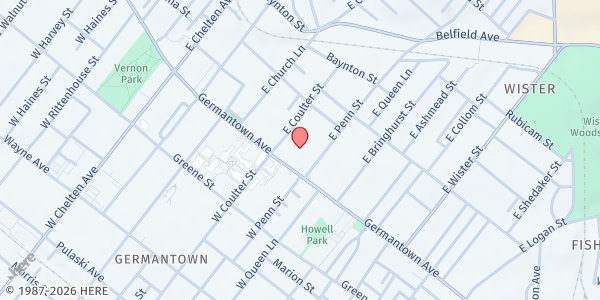 Map showing Holsey Temple CME Church at 5305 Germantown Ave., Philadelphia, PA