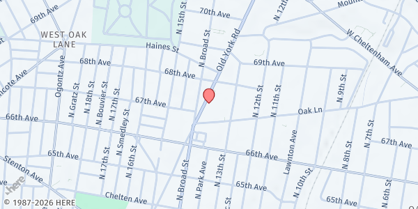 Map showing Hope Church School at 6707 Old York Rd, Philadelphia, PA