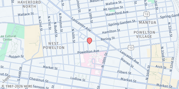 Map showing HopePHL at 325 N. 39th St., Philadelphia, PA