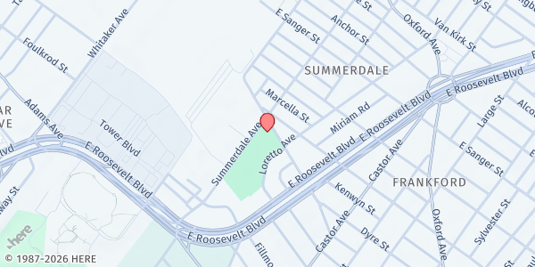 Map showing Houseman Recreation Center at 5091 Summerdale Ave., Philadelphia, PA
