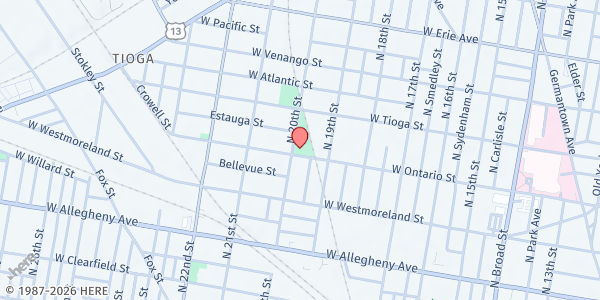 Map showing Jerome Brown Playground at 3401 N 20th St., Philadelphia, PA