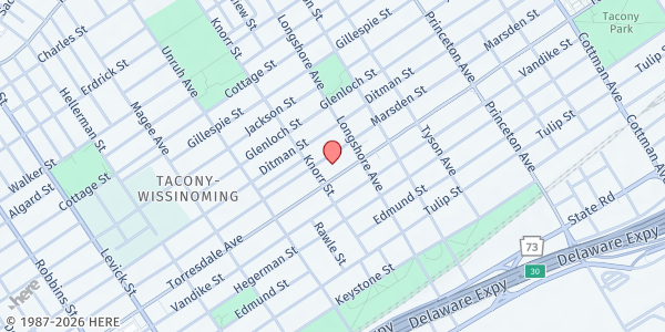 Map showing Kingdom Life Christian Center at 6325 Frankford Ave., Philadelphia, PA