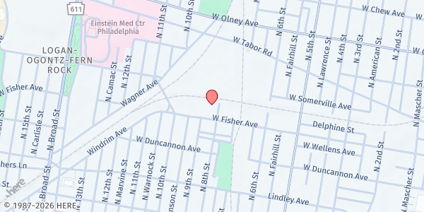 Map showing Kingdom Restoration Ministries at 5310 N. 8th St., Philadelphia, PA